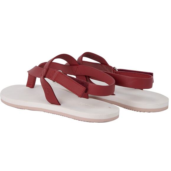 Hermes Tahiti Beach Sandals – Dark Red & White Leather, Size 37.5 - Picture 5 of 5